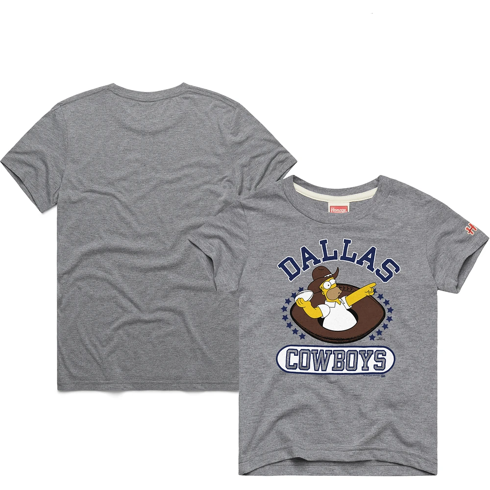 Youth Homage Homer Simpson Gray Dallas Cowboys x The Simpsons Tri-Blend T-Shirt