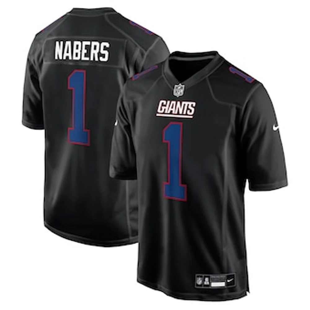 Men's Nike Malik Nabers Carbon Black New York Giants Fashion Jersey