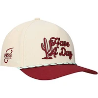 Men's Breezy Golf Cream/Maroon WM Phoenix Open Cactus Have A Day Rope Adjustable Hat