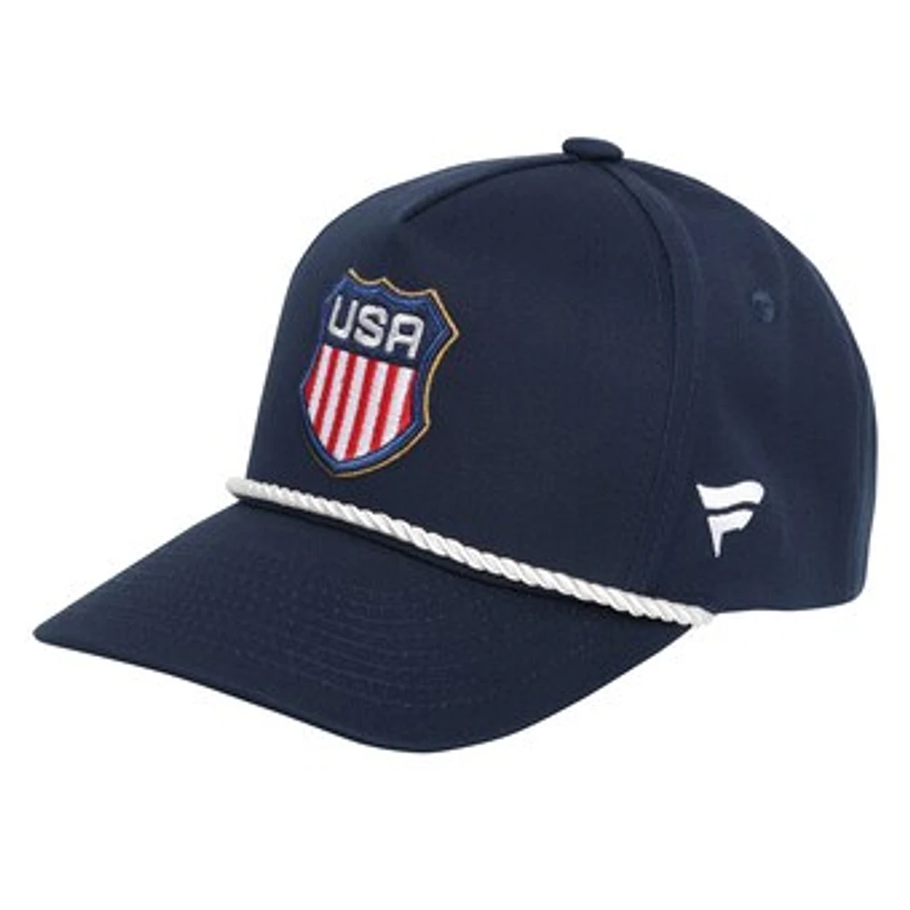 Youth Fanatics Navy USA 2025 4 Nations Face-Off A-Frame Rope Snapback Hat