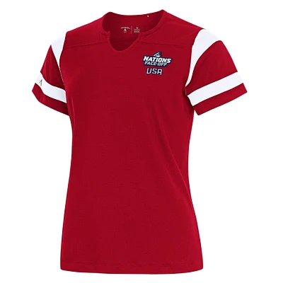 Women's Antigua Red USA Hockey 2025 4 Nations Face Off Encounter Notch Neck T-Shirt