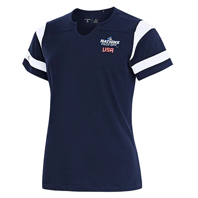 Women's Antigua Navy USA Hockey 2025 4 Nations Face Off Encounter Notch Neck T-Shirt