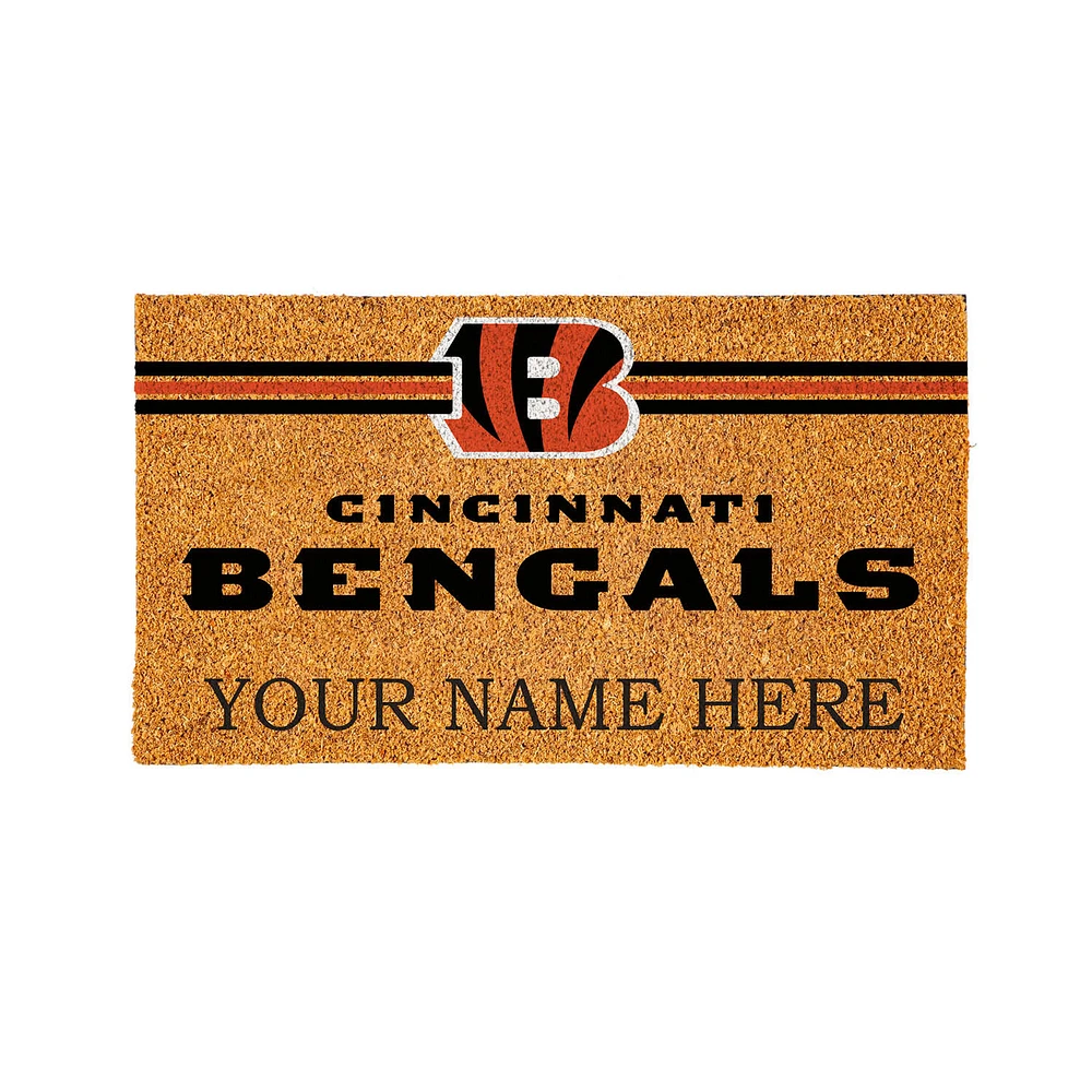 Cincinnati Bengals 28" x 16" Personalized Team Logo Outdoor Coir Mat