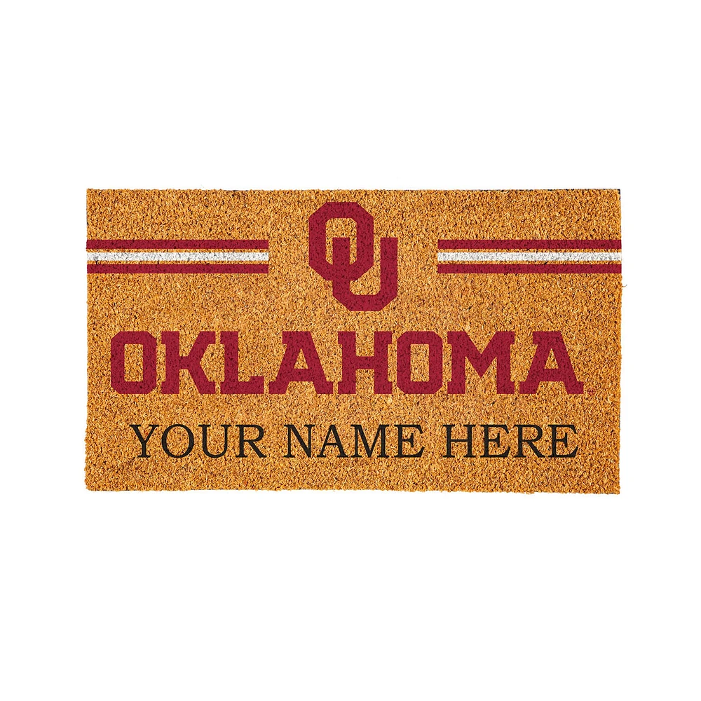 Oklahoma Sooners 28" x 16" Personalized Team Logo Outdoor Coir Mat