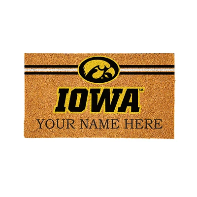 Iowa Hawkeyes 28" x 16" Personalized Team Logo Outdoor Coir Mat