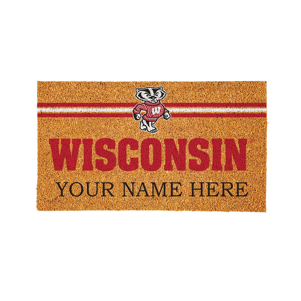 Wisconsin Badgers 28" x 16" Personalized Team Logo Outdoor Coir Mat