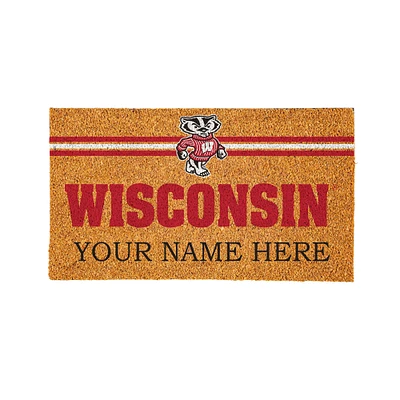 Wisconsin Badgers 28" x 16" Personalized Team Logo Outdoor Coir Mat