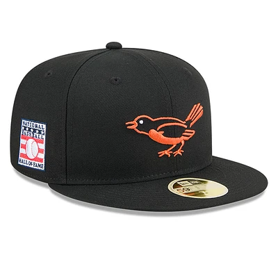 Men's New Era Black Baltimore Orioles Baseball Hall of Fame 59FIFTY Fitted Hat