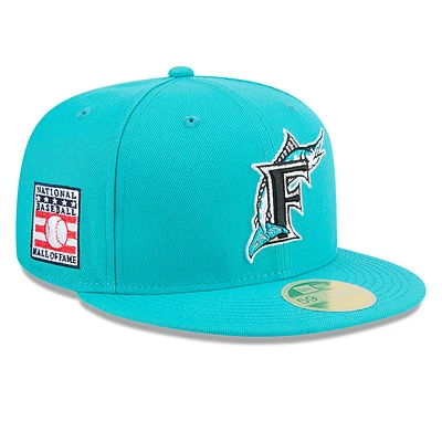 Men's New Era Teal Florida Marlins Baseball Hall of Fame 59FIFTY Fitted Hat
