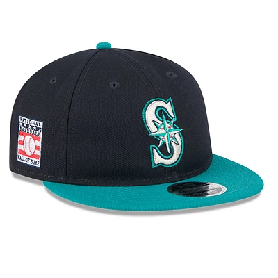 Men's New Era Navy/Aqua Seattle Mariners Baseball Hall of Fame Retro Crown 9FIFTY Adjustable Hat