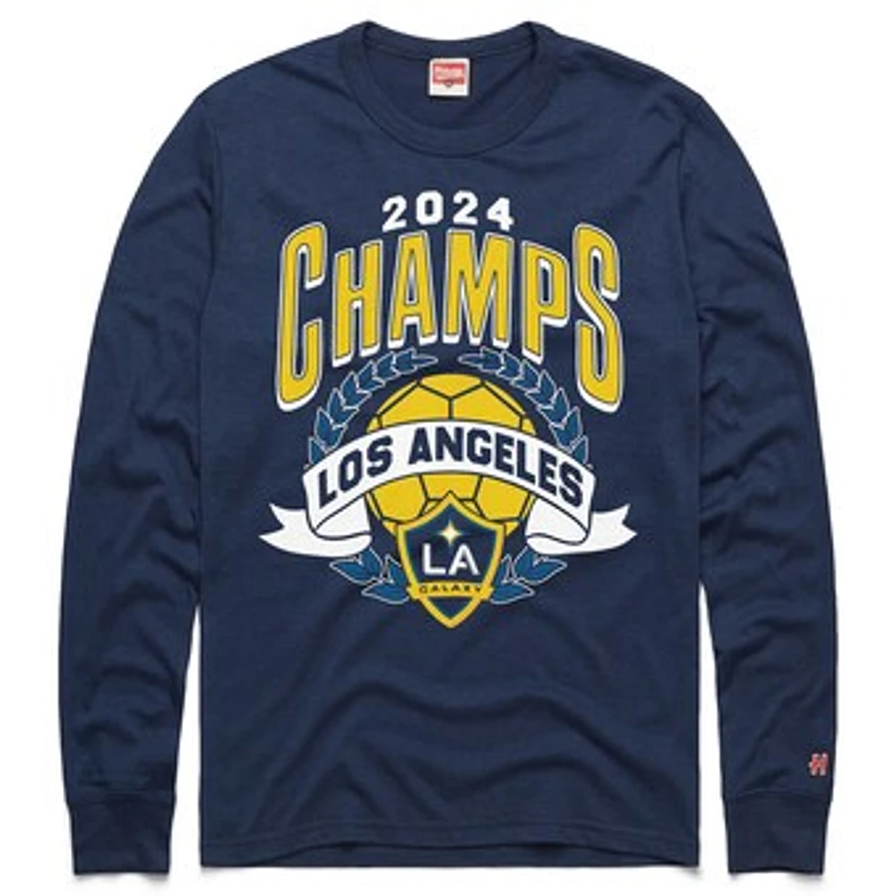 Unisex Homage Navy LA Galaxy 2024 MLS Cup Champions Long Sleeve Tri-Blend T-Shirt