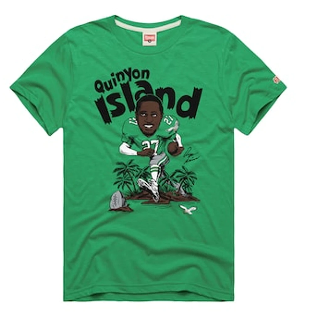 Men's Homage Quinyon Mitchell Kelly Green Philadelphia Eagles Caricature Player Tri-Blend T-Shirt