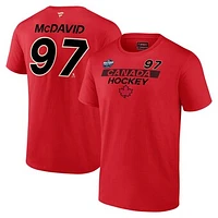 Men's Fanatics Connor McDavid Red Canada 2025 4 Nations Face-Off Authentic Pro Prime Name & Number T-Shirt