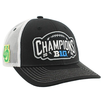 Men's Zephyr Black Oregon Ducks 2024 Big Ten Football Conference Champions Locker Room Adjustable Hat