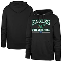 Men's '47 Black Philadelphia Eagles Packed House Headline Pullover Hoodie