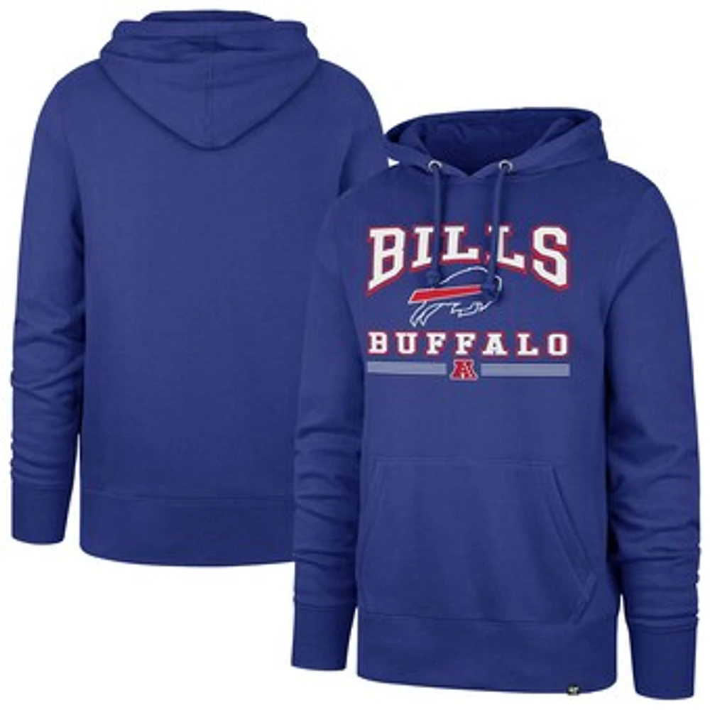 Men's '47 Royal Buffalo Bills Packed House Headline Pullover Hoodie