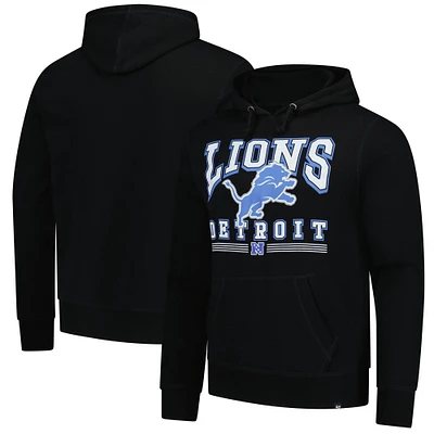 Men's '47 Black Detroit Lions Packed House Headline Pullover Hoodie