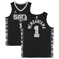 Victor Wembanyama San Antonio Spurs Autographed Black Nike Statement Edition Swingman Jersey - With Alien Head Drawing