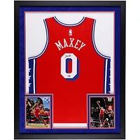 Tyrese Maxey Philadelphia 76ers Autographed SM Deluxe Framed Jordan Brand Red Statement Edition Swingman Jersey