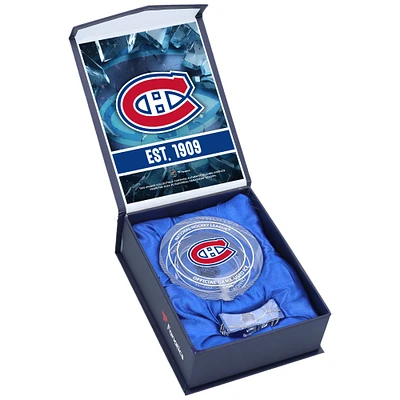 Montreal Canadiens Crystal Puck - Filled with Home Ice from the 2024-25 Season