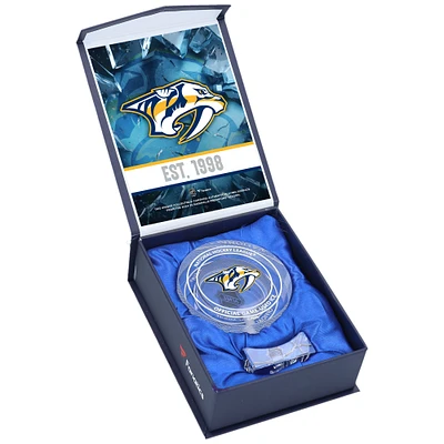 Nashville Predators Crystal Puck - Filled with Home Ice from the 2024-25 Season