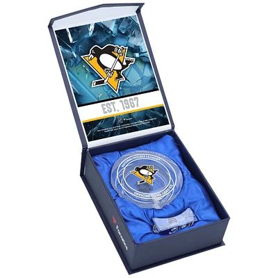 Pittsburgh Penguins Crystal Puck - Filled with Home Ice from the 2024-25 Season