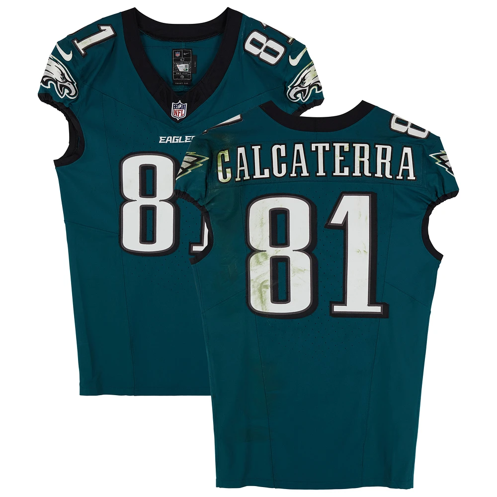 Grant Calcaterra Philadelphia Eagles Game-Used #81 Midnight Green Nike Jersey vs. Washington Commanders on November 14, 2024