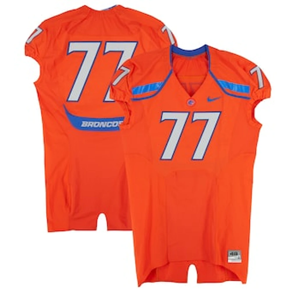 Boise State Broncos Team-Issued #77 Orange Nike Jersey from the 2009-12 NCAA Football Seasons - Size 48+4