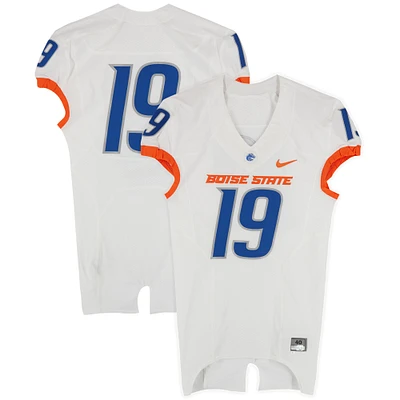 Boise State Broncos Team-Issued #19 White Nike Jersey from the 2015-23 NCAA Football Seasons - Size 40