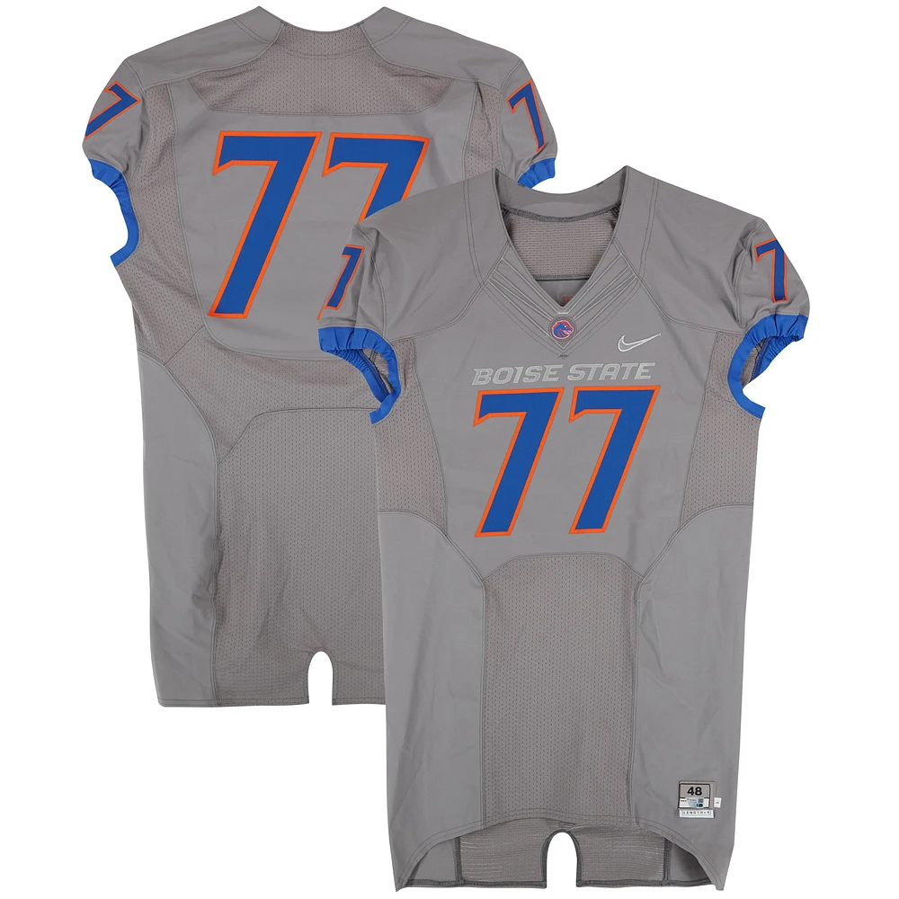 Boise State Broncos Team-Issued #77 Gray Nike Jersey from the Football Program - Size 48+4