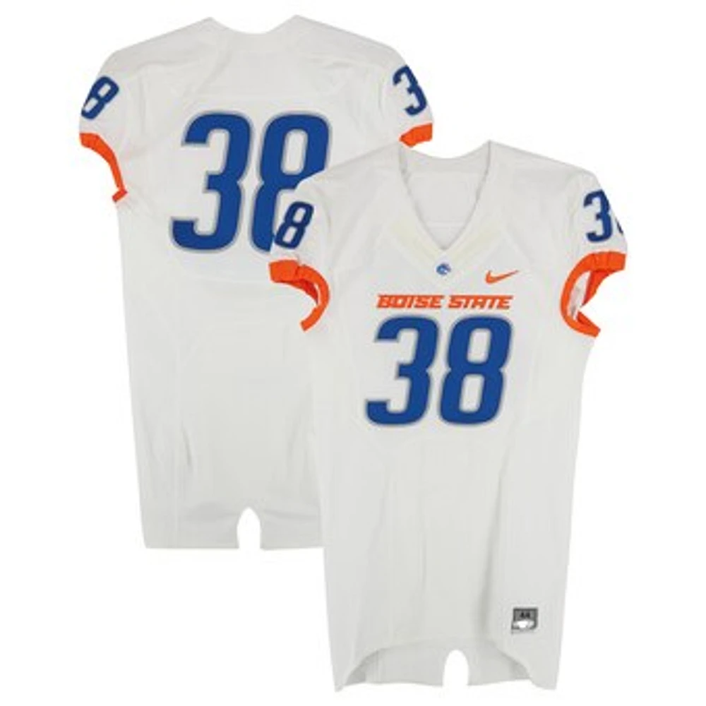 Boise State Broncos Team-Issued #38 White Nike Jersey from the 2015-23 NCAA Football Seasons - Size 44+4