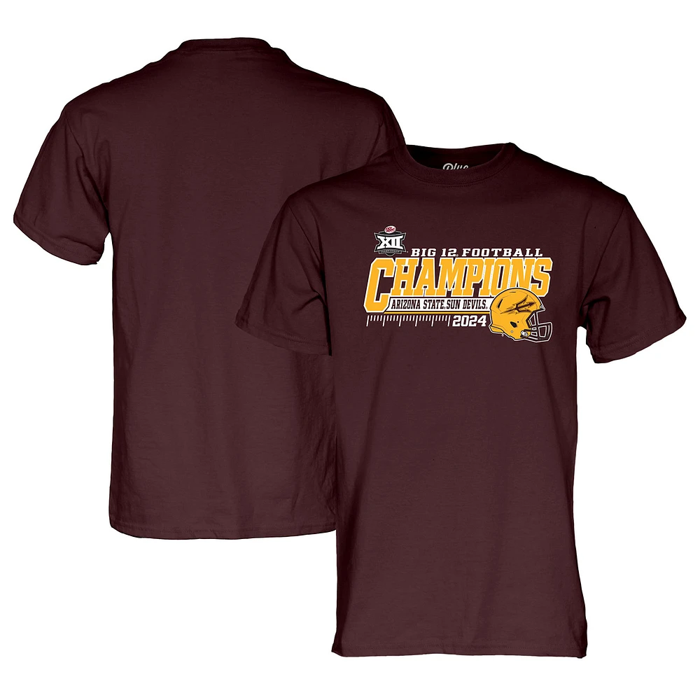 Men's Blue 84 Maroon Arizona State Sun Devils 2024 Big 12 Football Conference Champions Locker Room T-Shirt