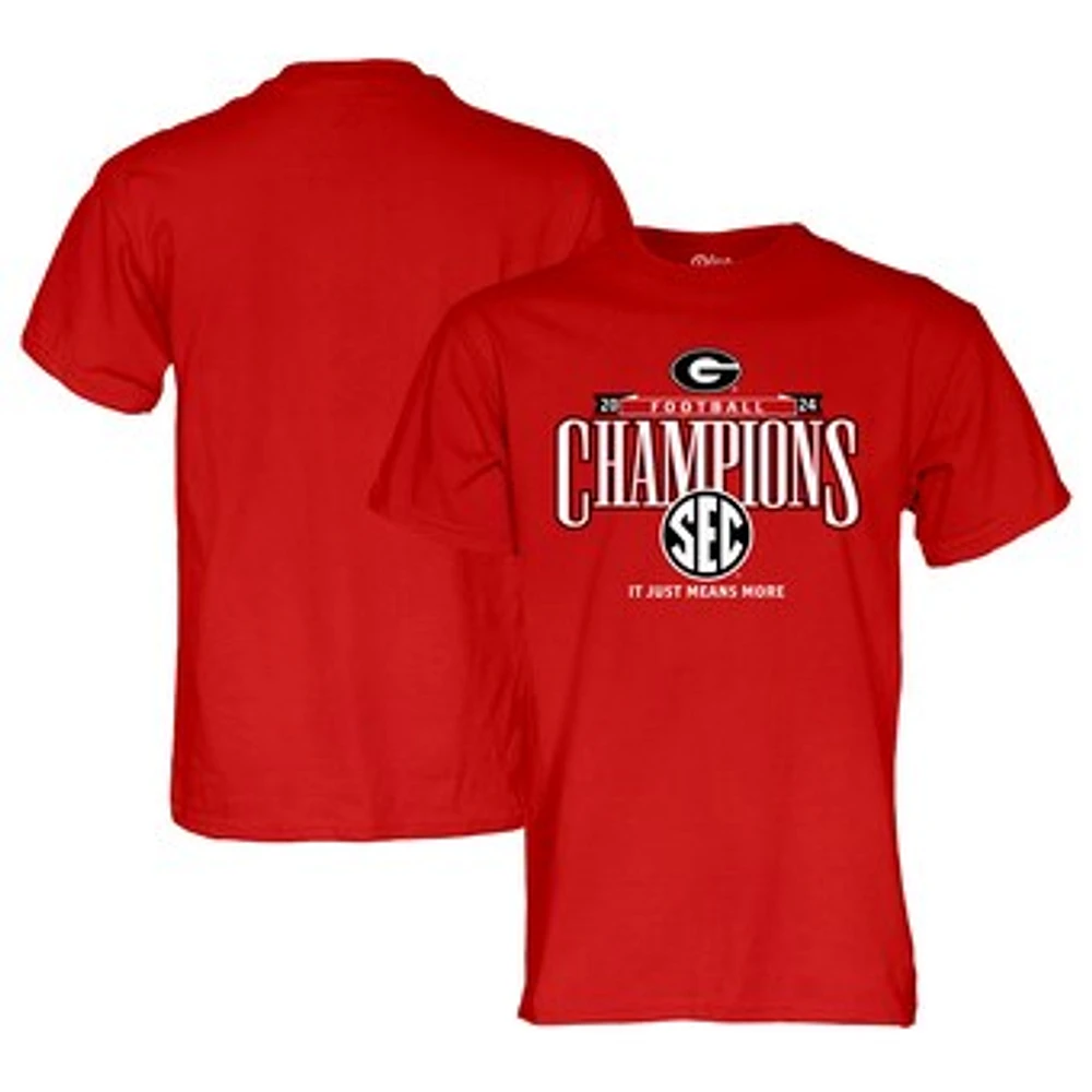 Men's Blue 84 Red Georgia Bulldogs 2024 SEC Football Conference Champions Locker Room T-Shirt