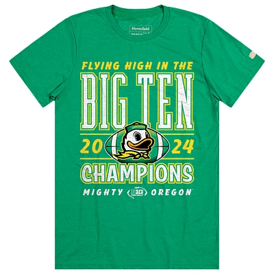 Men's Homefield Green Oregon Ducks 2024 Big Ten Football Conference Champions Flying High T-Shirt