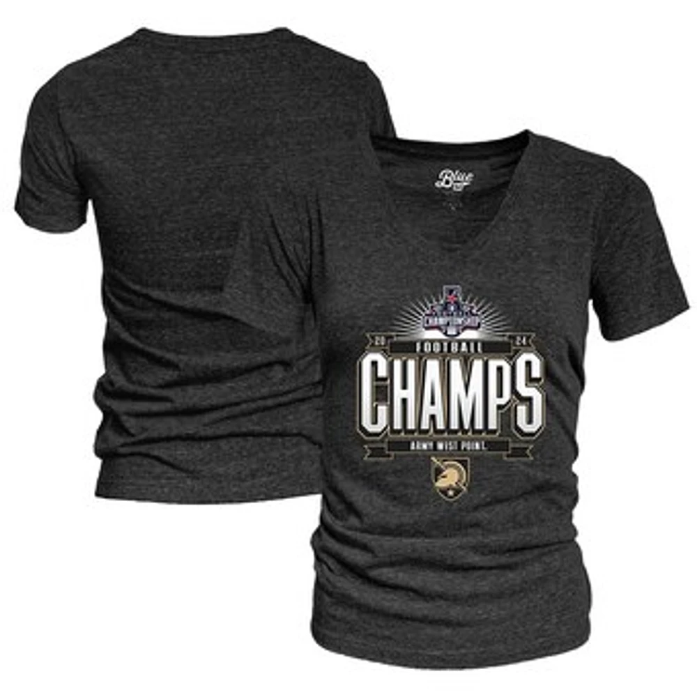 Women's Blue 84 Black Army Knights 2024 AAC Football Conference Champions Locker Room V-Neck T-Shirt