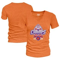 Women's Blue 84 Orange Clemson Tigers 2024 ACC Football Conference Champions Locker Room V-Neck T-Shirt