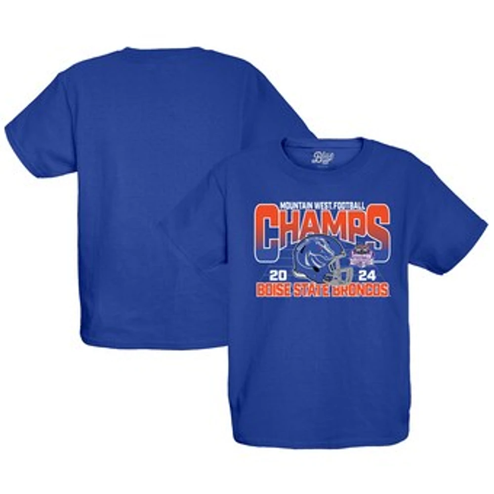 Youth Blue 84 Royal Boise State Broncos 2024 Mountain West Football Conference Champions Locker Room T-Shirt