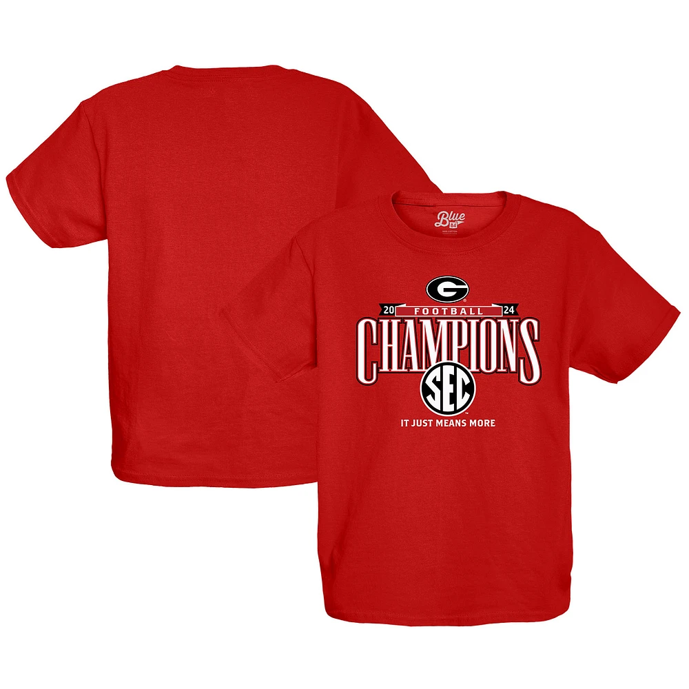 Youth Blue 84 Red Georgia Bulldogs 2024 SEC Football Conference Champions Locker Room T-Shirt