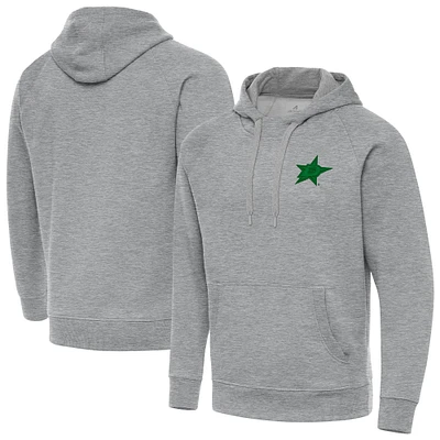 Men's Antigua Heather Gray Dallas Stars St. Patrick's Day Victory Pullover Hoodie