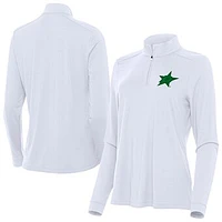 Women's Antigua  White Dallas Stars St. Patrick Intent Quarter-Zip Performance Top