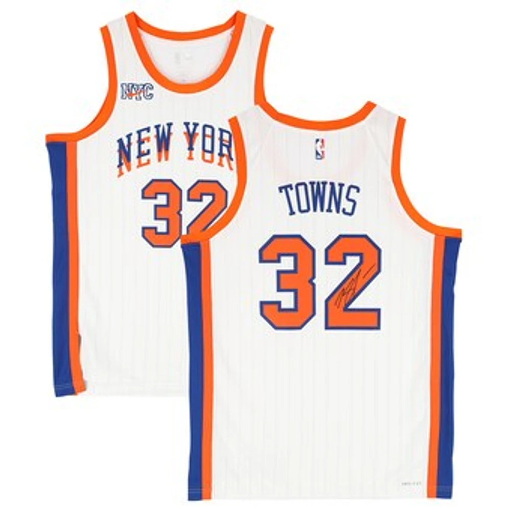 Karl-Anthony Towns New York Knicks Autographed Nike White 2024-25 City Edition Swingman Jersey