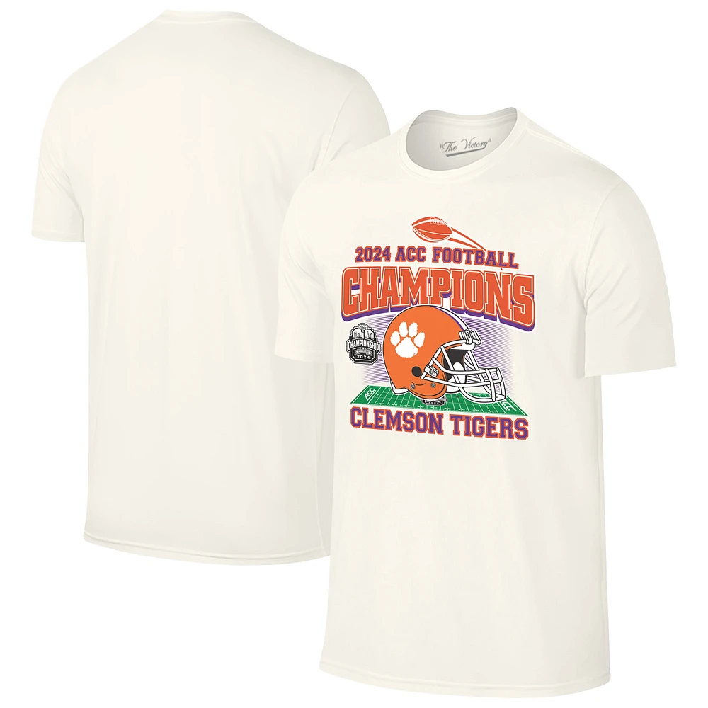 Men's Natural Clemson Tigers 2024 ACC Football Conference Champions Helmet T-Shirt