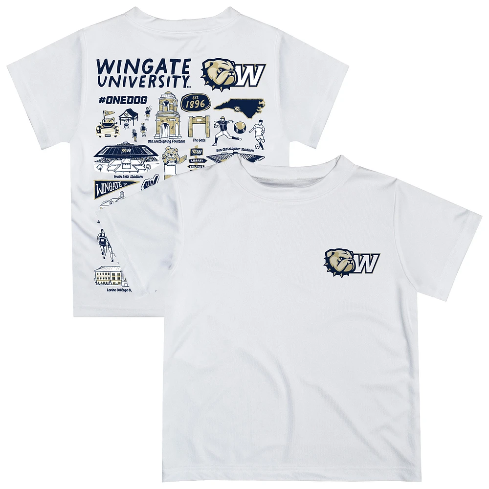 Toddler Vive La Fete White Wingate University Bulldogs Impressions Artwork T-Shirt