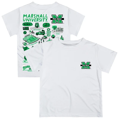 Youth Vive La Fete  White Marshall Thundering Herd Impressions Artwork T-Shirt