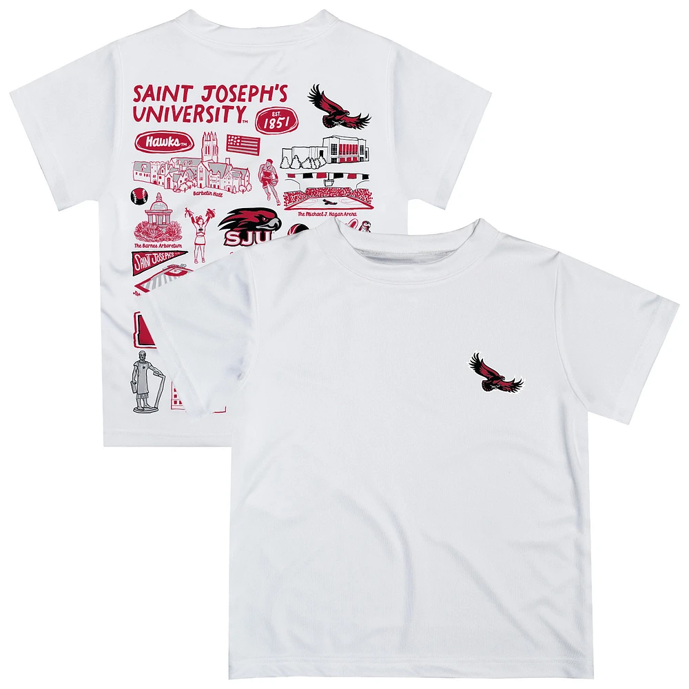 Youth Vive La Fete White Saint Joseph's Hawks Impressions Artwork T-Shirt