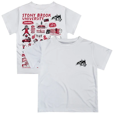 Youth Vive La Fete  White Stony Brook Seawolves Impressions Artwork T-Shirt