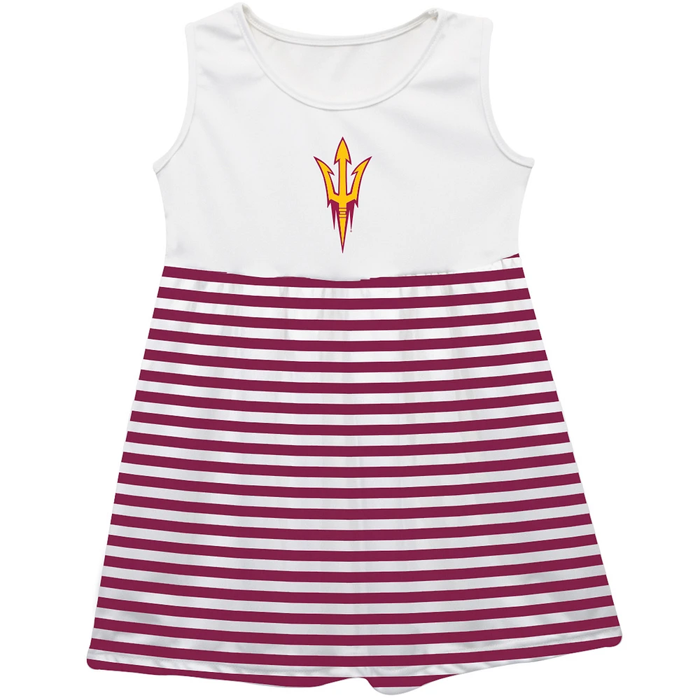 Girls Infant Vive La Fete Maroon Arizona State Sun Devils Striped Tank Top Dress