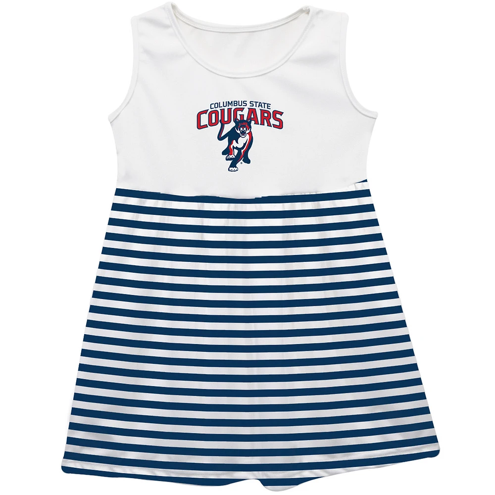 Girls Infant Vive La Fete Blue Columbus State Cougars Striped Tank Top Dress