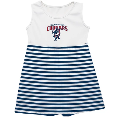 Girls Infant Vive La Fete  Blue Columbus State Cougars Striped Tank Top Dress