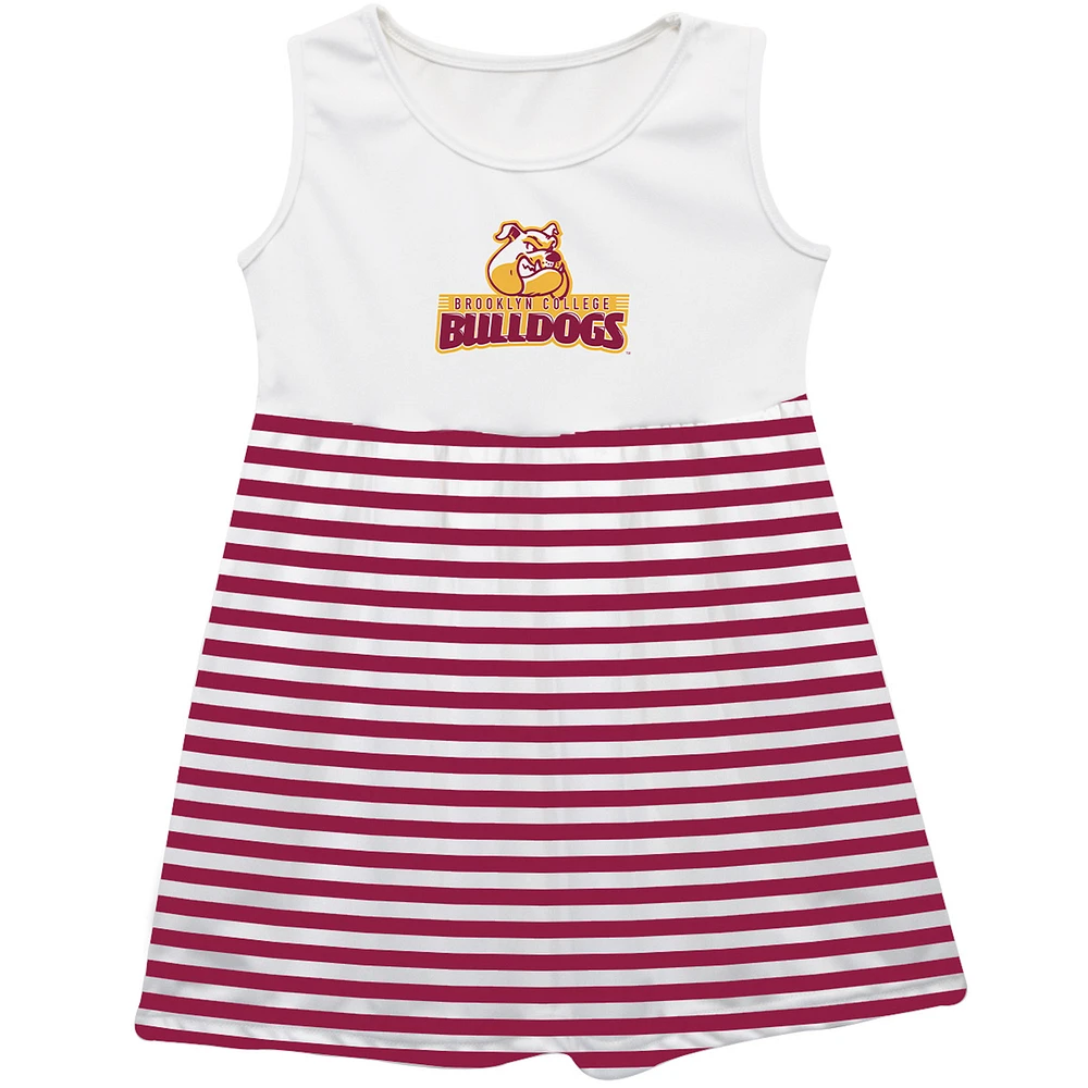 Girls Infant Vive La Fete Maroon Brooklyn College Bulldogs Striped Tank Top Dress
